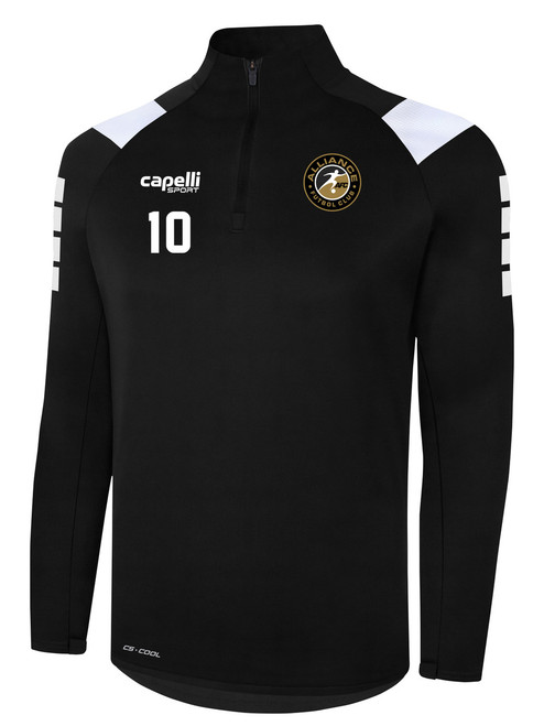 ALLIANCE FC EMPIRE 1/4 ZIP TECHNICAL TRAINING TOP BLACK WHITE -KIT
