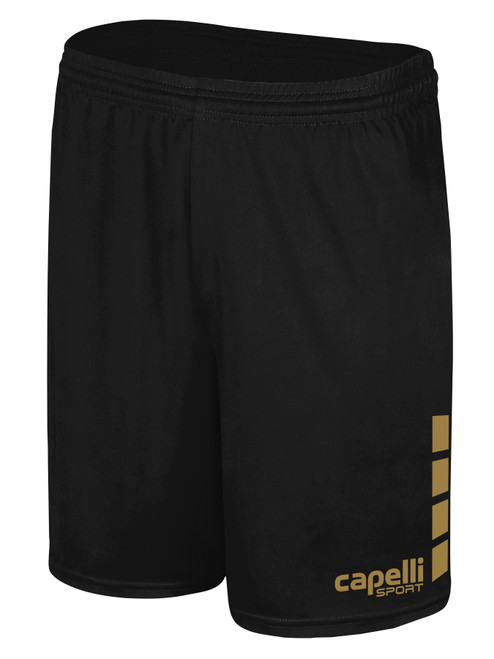 BEND FC  TEAM MATCH SHORTS WITH 4 CUBES BLACK METALLIC GOLD -KIT