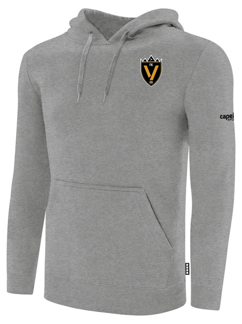 FK ENVISION BASICS FLEECE HOODIE CREST ON LEFT CHEST LIGHT HEATHER GREY BLACK