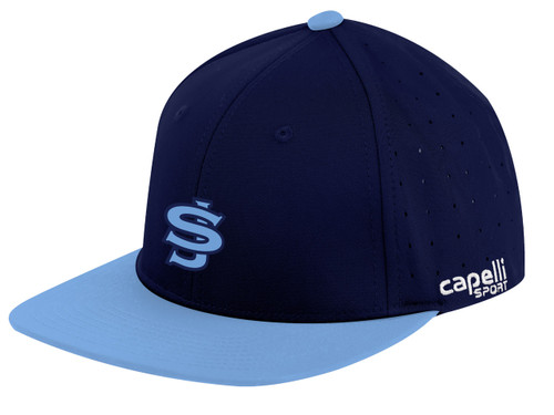 SOUTH JERSEY YOUNG GUNS   TEAM ICON FLEX FLAT BRIM CAP NAVY POWDER BLUE WHITE