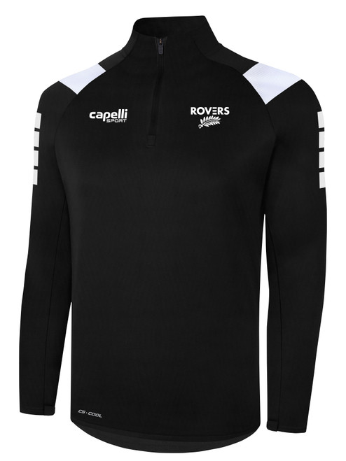 TSS ROVERS EMPIRE 1/4 ZIP TECHNICAL TRAINING TOP BLACK WHITE