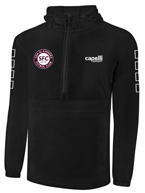 CDA SLAMMERS CLASSIC PACKABLE WINDBREAKER JACKET BLACK WHITE