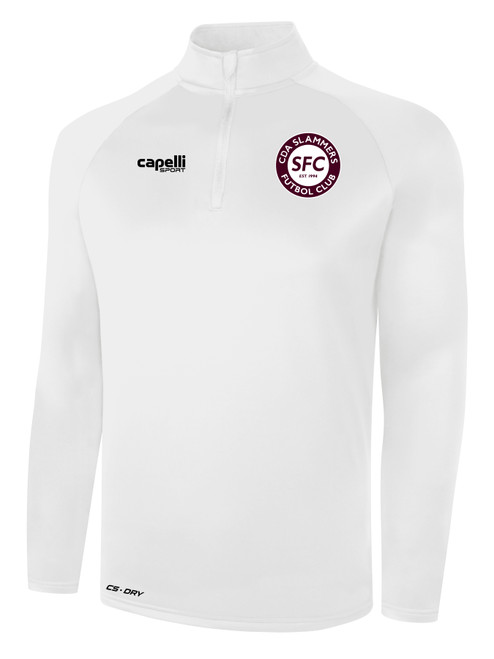 CDA SLAMMERS BASICS POLY 1/4 ZIP TOP WHITE