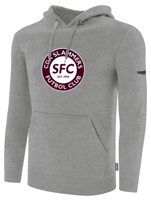 CDA SLAMMERS BASICS FLEECE PULLOVER HOODIE TEAM CREST ON WEARERS CENTER CHEST LIGHT HEATHER GREY BLACK