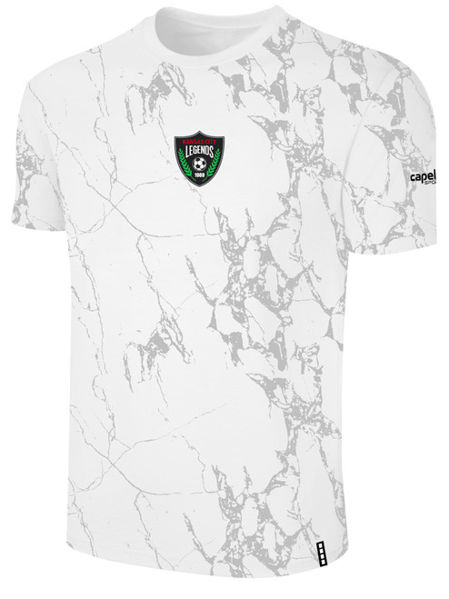 KC LEGENDS LIFESTYLE MARBLE TEE WITH SLEEVE LOGO WHITE LIGHT GREY