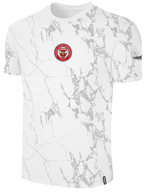 SUDAMERICA SWARM FC LIFESTYLE MARBLE TEE WITH SLEEVE LOGO WHITE LIGHT GREY