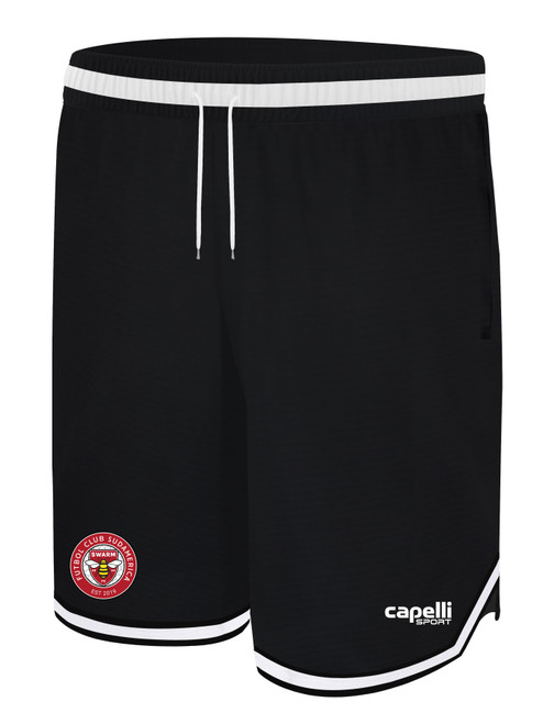 SUDAMERICA SWARM FC HOOP SHORTS BLACK WHITE