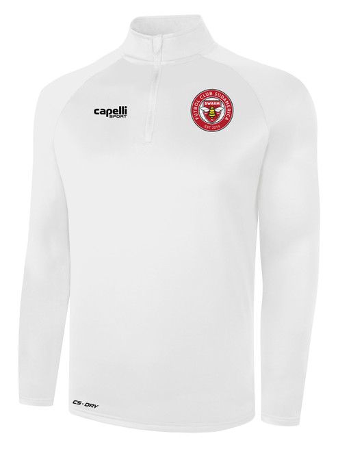 SUDAMERICA SWARM FC BASICS POLY 1/4 ZIP TOP WHITE