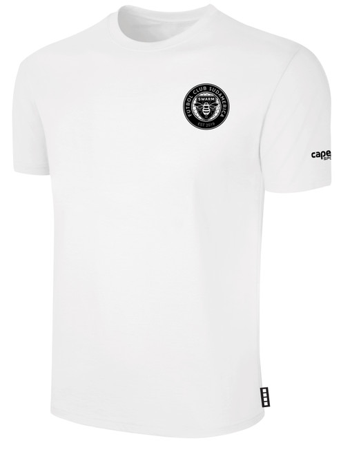 SUDAMERICA SWARM FC BASICS COTTON TEE CREST ON WEARERS LEFT CHEST WHITE BLACK