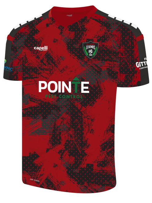 ST. LOUIS LEGENDS SC HOME PITCH II CAMO STROKES JERSEY RED DARK GREY WHITE  -KIT