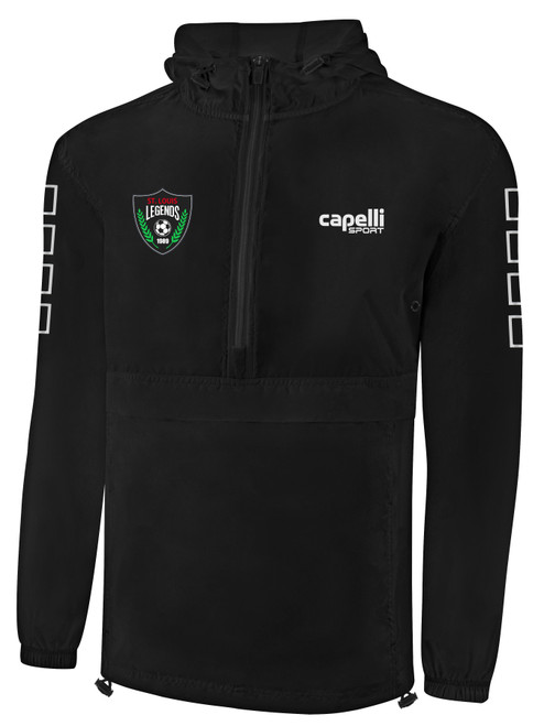 ST. LOUIS LEGENDS SC CLASSIC PACKABLE WINDBREAKER BLACK WHITE