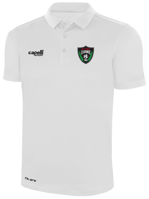 ST. LOUIS LEGENDS SC CLASSIC POLY POLO CREST LEFT CHEST WHITE BLACK