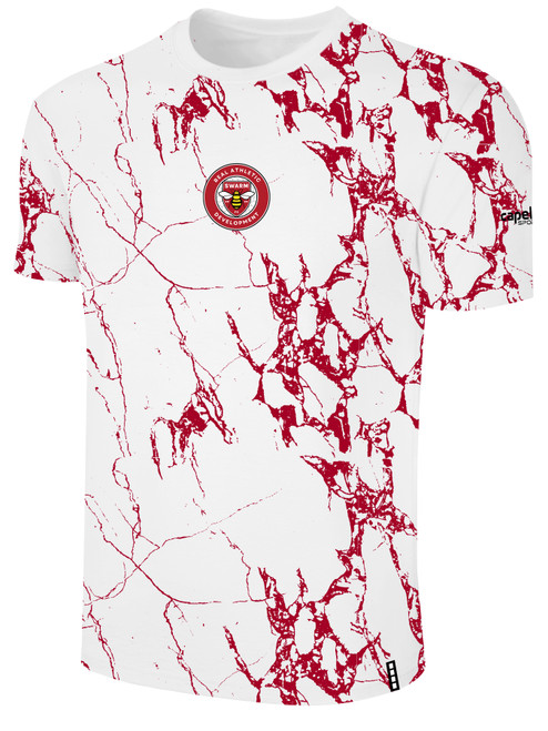 RAD SWARM FC LIFESTYLE MARBLE TEE WITH SLEEVE LOGO WHITE RED
