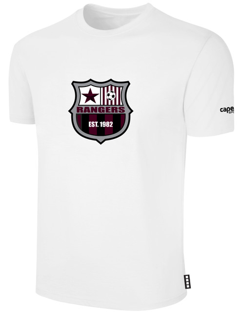 PUEBLO RANGERS BASICS COTTON TEE CREST ON WEARERS CENTER CHEST WHITE BLACK