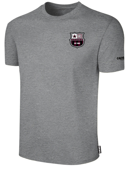 PUEBLO RANGERS BASICS COTTON TEE CREST ON WEARERS LEFT CHEST LIGHT HEATHER GREY BLACK