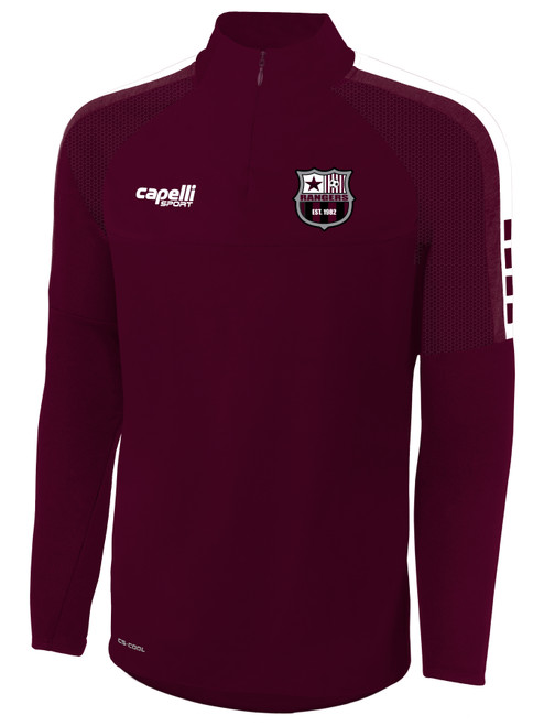 PUEBLO RANGERS MADISON 1/4 ZIP TECHNICAL TRAINING TOP MAROON WHITE -KIT