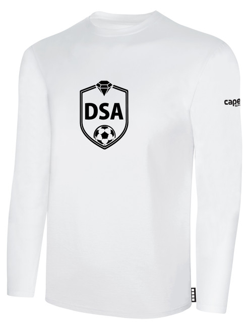 DIAMONDS SA BASICS LONG SLEEVE COTTON TEE TEAM CREST ON WEARERS CENTER CHEST WHITE BLACK