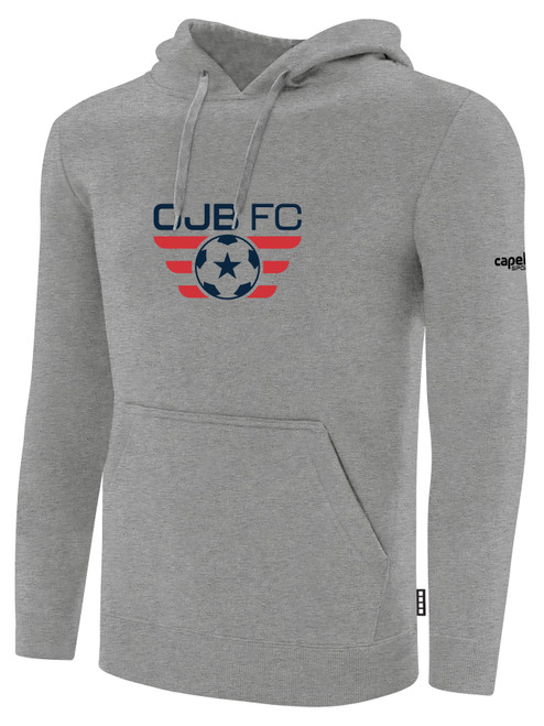 OJB FC  BASICS FLEECE PULLOVER HOODIE CREST ON WEARERS CENTER CHEST LIGHT HEATHER GREY BLACK