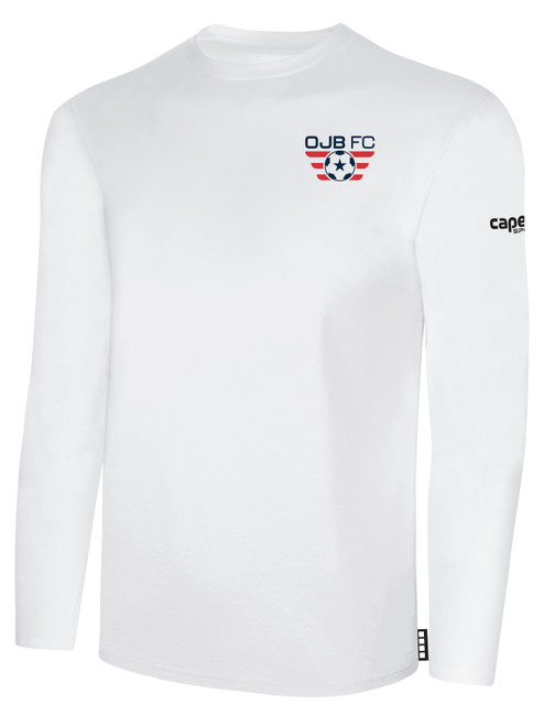 OJB FC  BASICS LONG SLEEVE COTTON T-SHIRT CREST ON WEARERS LEFT CHEST WHITE BLACK