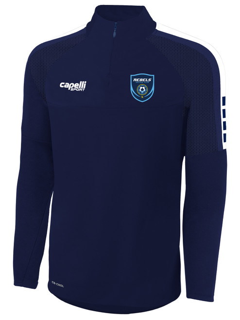 REBELS SC CHULA VISTA MADISON 1/4 ZIP TECHNICAL TRANING TOP NAVY WHITE