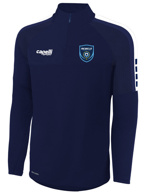 REBELS SC CARLSBAD  MADISON 1/4 ZIP TECHNICAL TRANING TOP NAVY WHITE