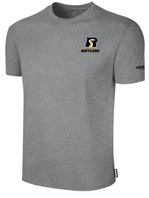 ARIZONA RATTLERS IFL BASICS COTTON T-SHIRT CREST ON WEARERS LEFT CHEST LIGHT HEATHER GREY BLACK