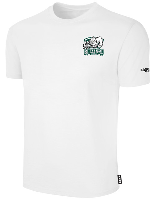 GREEN BAY BLIZZARD IFL BASICS COTTON T-SHIRT CREST ON WEARERS LEFT CHEST WHITE BLACK