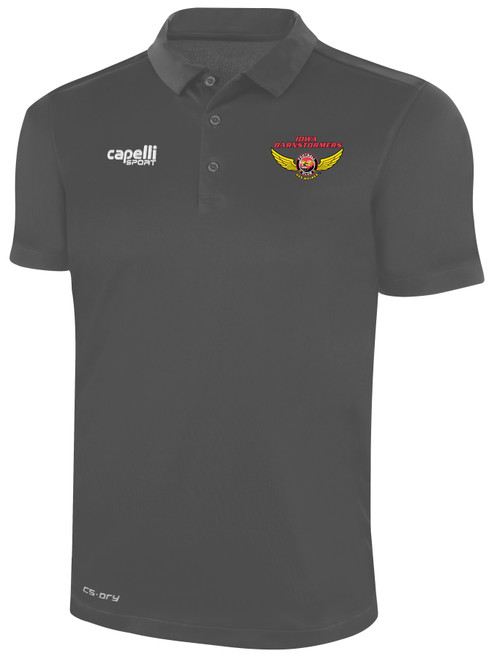 IOWA BARNSTORMERS IFL CLASSIC POLY POLO MEDIUM GREY WHITE