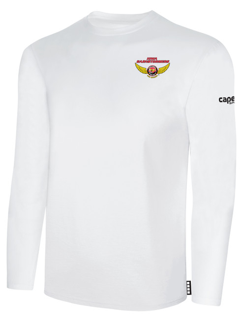 IOWA BARNSTORMERS IFL BASICS LONG SLEEVE COTTON T-SHIRT CREST ON WEARERS LEFT CHEST WHITE BLACK