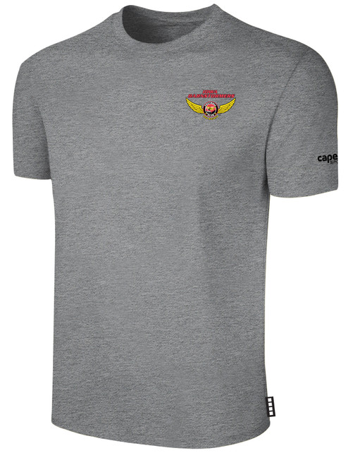 IOWA BARNSTORMERS IFL BASICS COTTON T-SHIRT CREST ON WEARERS LEFT CHEST LIGHT HEATHER GREY BLACK