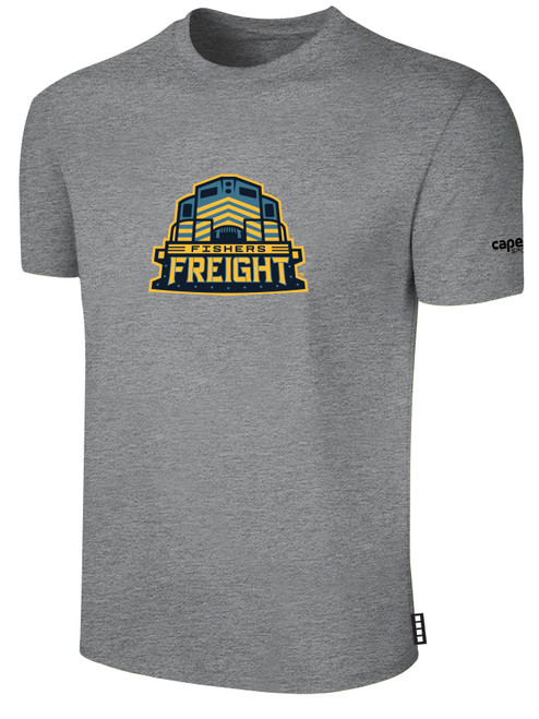 FISHERS FREIGHT IFL BASICS COTTON T-SHIRT CREST ON WEARERS CENTER CHEST LIGHT HEATHER GREY BLACK