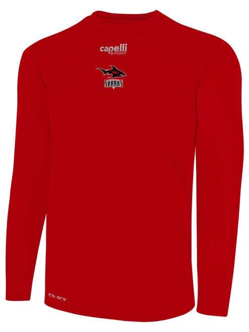 JACKSONVILLE SHARKS IFL BASICS CREW NECK LONG SLEEVE POLY TEE RED