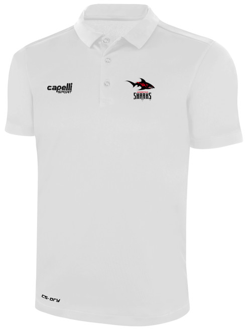 JACKSONVILLE SHARKS IFL CLASSIC POLY POLO WHITE BLACK