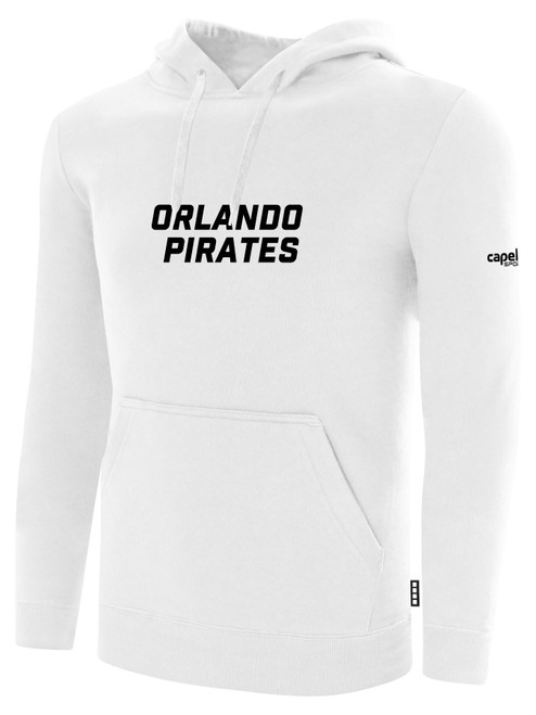 ORLANDO PIRATES IFL BASICS FLEECE PULLOVER HOODIE CREST ON WEARERS CENTER CHEST WHITE BLACK