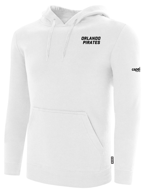 ORLANDO PIRATES IFL BASICS FLEECE PULLOVER HOODIE CREST ON WEARERS LEFT CHEST WHITE BLACK