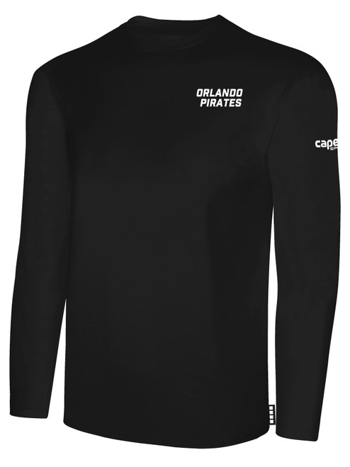 ORLANDO PIRATES IFL BASICS LONG SLEEVE COTTON T-SHIRT CREST ON WEARERS LEFT CHEST BLACK WHITE