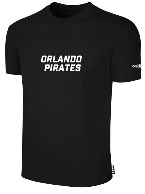 ORLANDO PIRATES IFL BASICS COTTON T-SHIRT CREST ON WEARERS CENTER CHEST BLACK WHITE