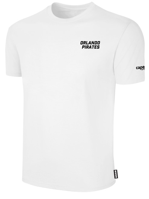 ORLANDO PIRATES IFL BASICS COTTON T-SHIRT CREST ON WEARERS LEFT CHEST WHITE BLACK
