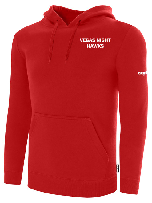 VEGAS KNIGHT HAWKS IFL BASICS FLEECE PULLOVER HOODIE CREST ON WEARERS LEFT CHEST RED WHITE