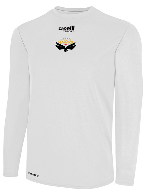 VEGAS KNIGHT HAWKS IFL BASICS CREW NECK LONG SLEEVE POLY TEE WHITE