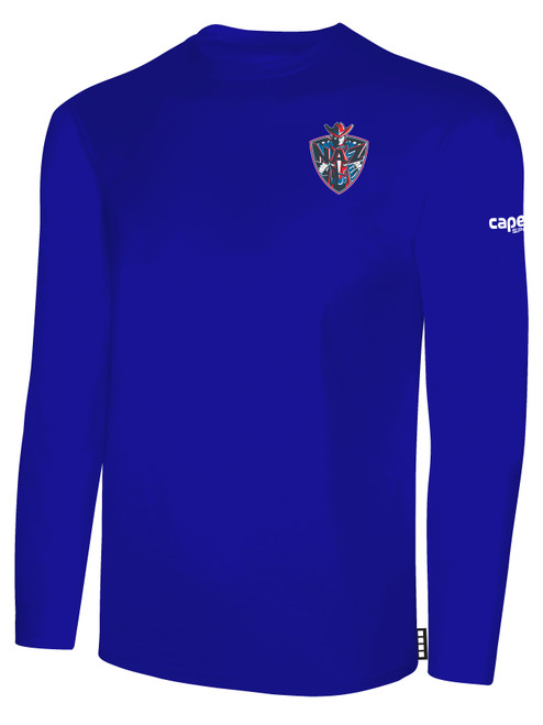 NORTHERN AZ WRANGLERS IFL BASICS LONG SLEEVE COTTON T-SHIRT CREST ON WEARERS LEFT CHEST ROYAL BLUE WHITE