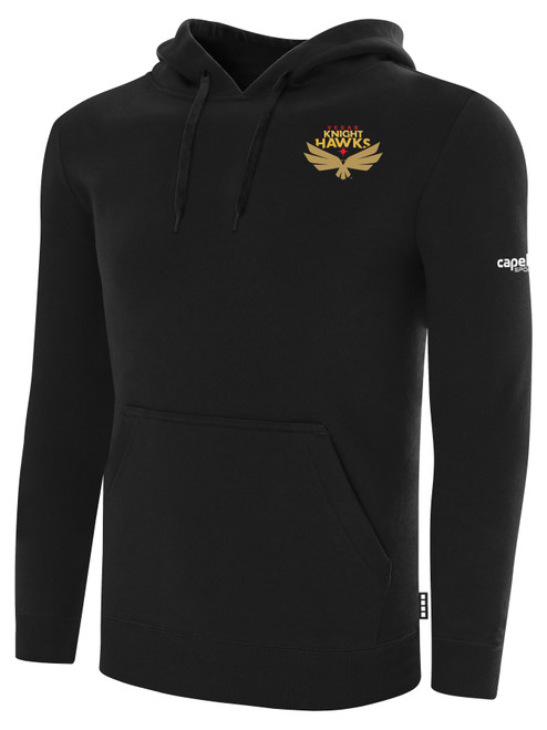 VEGAS KNIGHT HAWKS IFL BASICS FLEECE PULLOVER HOODIE CREST ON WEARERS LEFT CHEST BLACK WHITE