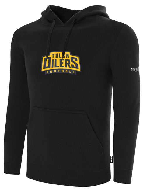 TULSA OILERS IFL BASICS FLEECE PULLOVER HOODIE CREST ON WEARERS CENTER CHEST BLACK WHITE
