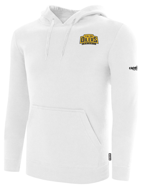 TULSA OILERS IFL BASICS FLEECE PULLOVER HOODIE CREST ON WEARERS LEFT CHEST WHITE BLACK