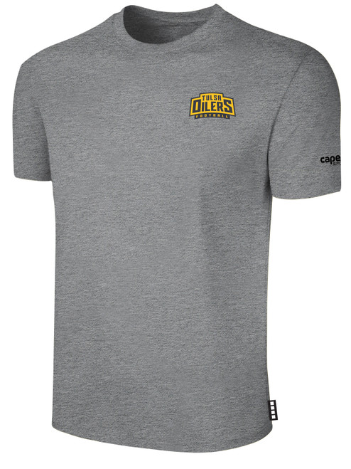 TULSA OILERS IFL BASICS COTTON T-SHIRT CREST ON WEARERS LEFT CHEST LIGHT HEATHER GREY BLACK