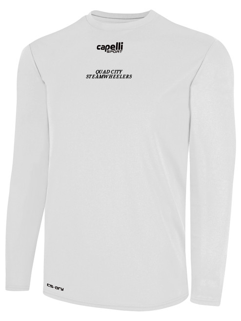 QUAD CITY STEAMWHEELERS IFL BASICS CREW NECK LONG SLEEVE POLY TEE WHITE