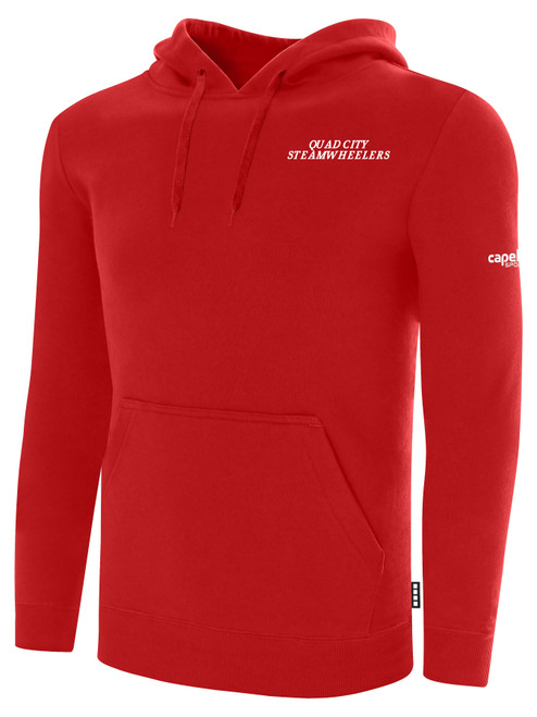 QUAD CITY STEAMWHEELERS IFL BASICS FLEECE PULLOVER HOODIE CREST ON WEARERS LEFT CHEST RED WHITE
