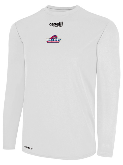 QUAD CITY STEAMWHEELERS IFL BASICS CREW NECK LONG SLEEVE POLY TEE WHITE