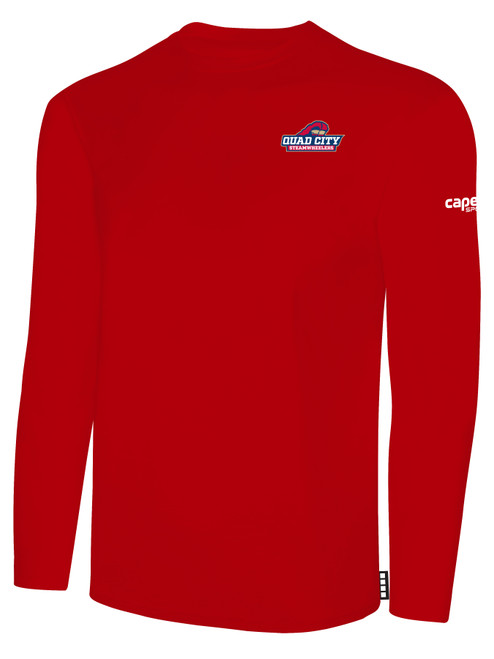 QUAD CITY STEAMWHEELERS IFL BASICS LONG SLEEVE COTTON T-SHIRT CREST ON WEARERS LEFT CHEST RED WHITE