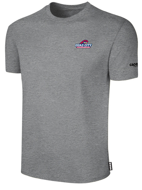 QUAD CITY STEAMWHEELERS IFL BASICS COTTON T-SHIRT CREST ON WEARERS LEFT CHEST LIGHT HEATHER GREY BLACK